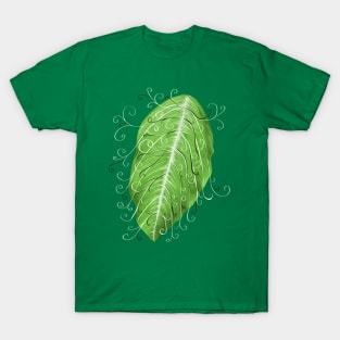 Swirly Green Leaf T-Shirt